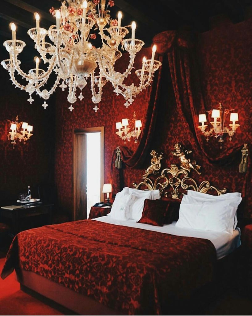 red romantic bedroom setup