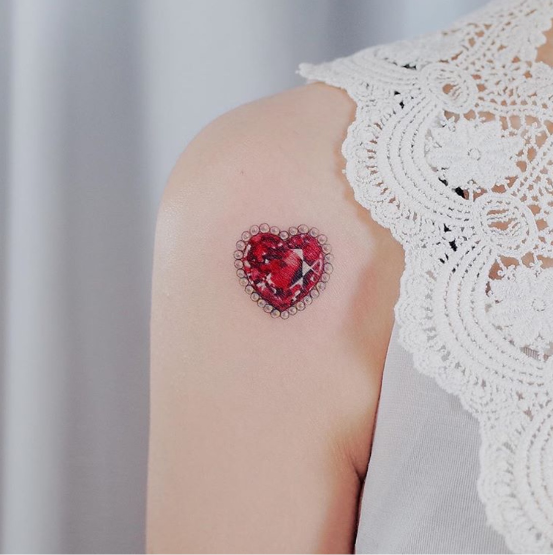 heart gem tattoo