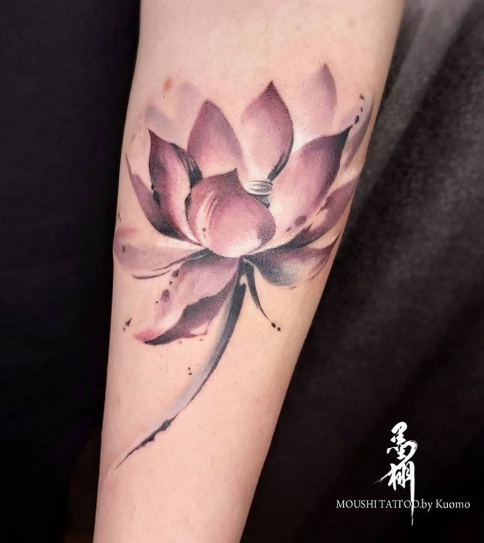 Hip Whip shading Lotus tattoo at theYoucom