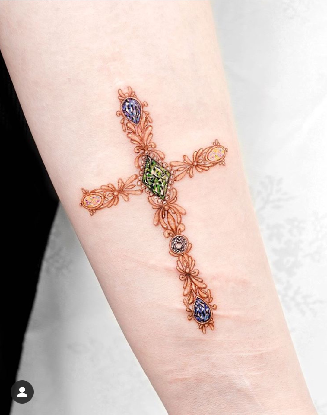 cross gem tattoo