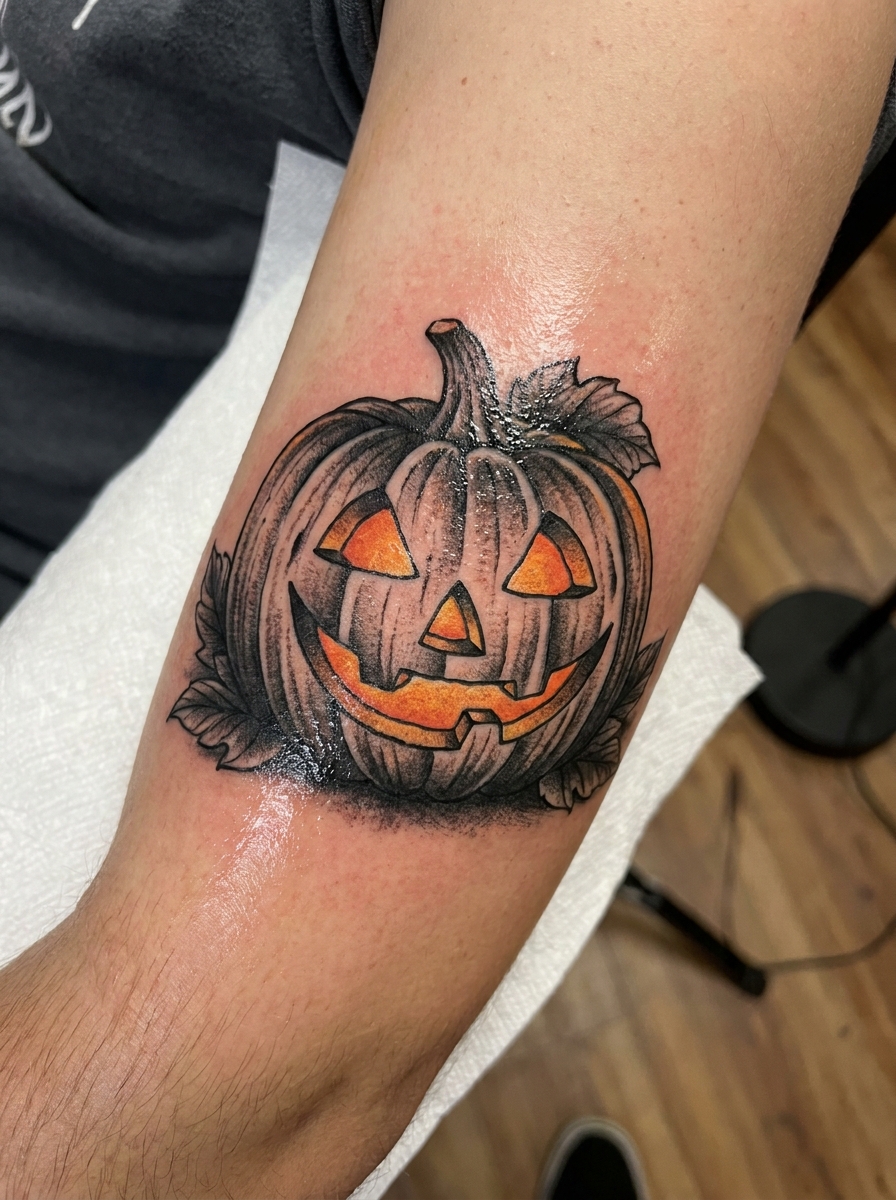 Classic Carved Pumpkin Tattoo