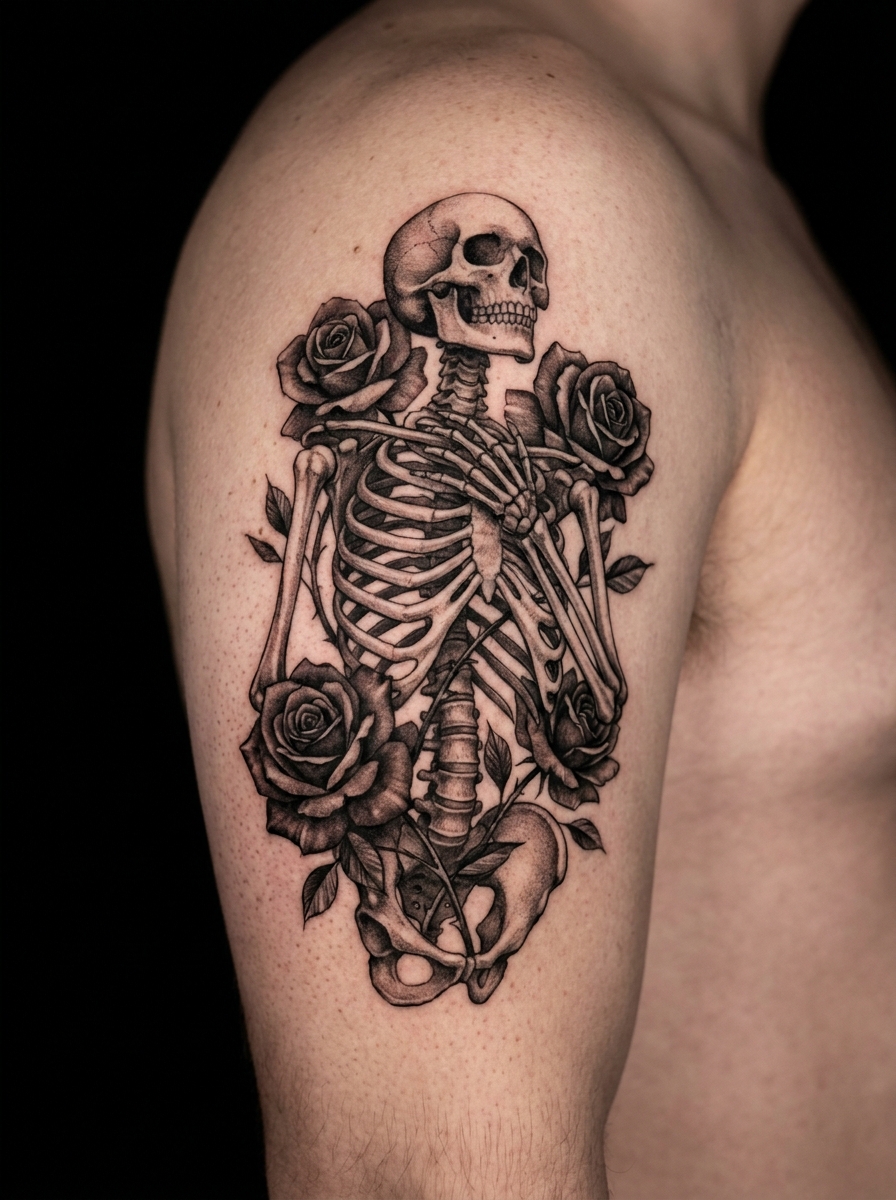 Skeleton With Flowers