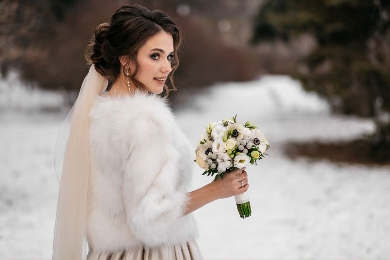bride in a winter forest