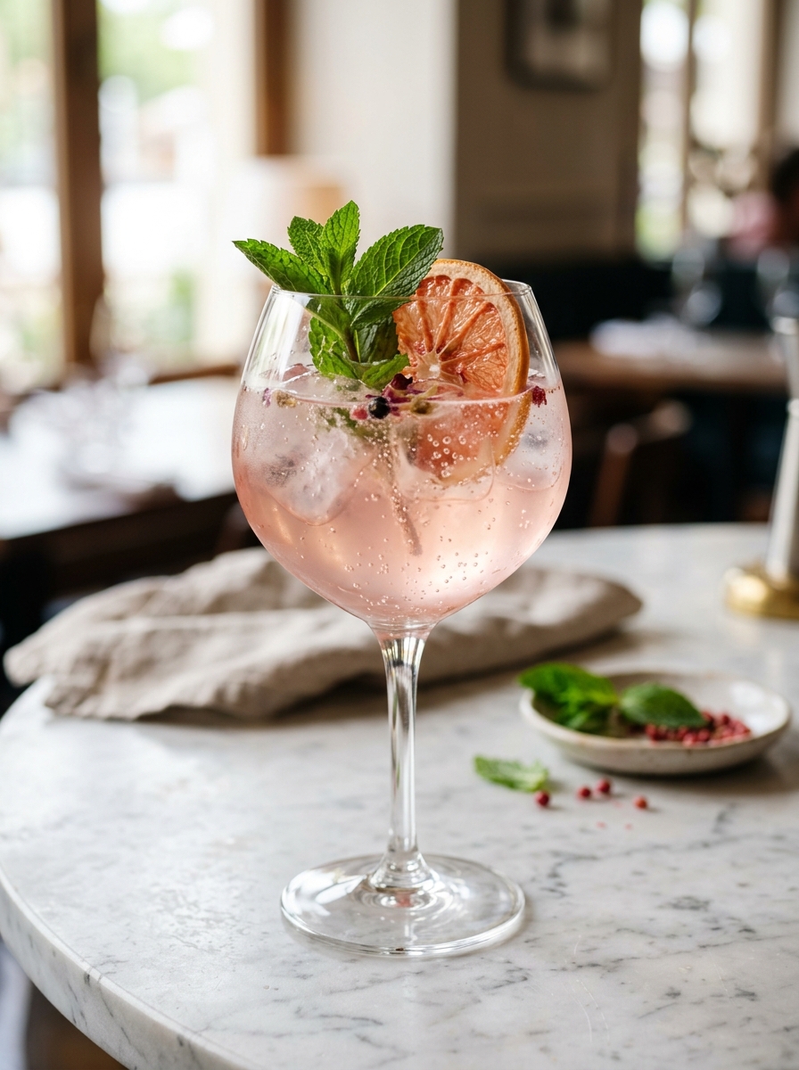 Fermented Pink Gin And Tonic Cocktail