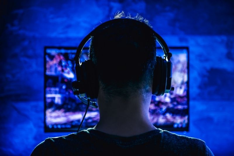 man playing a video game