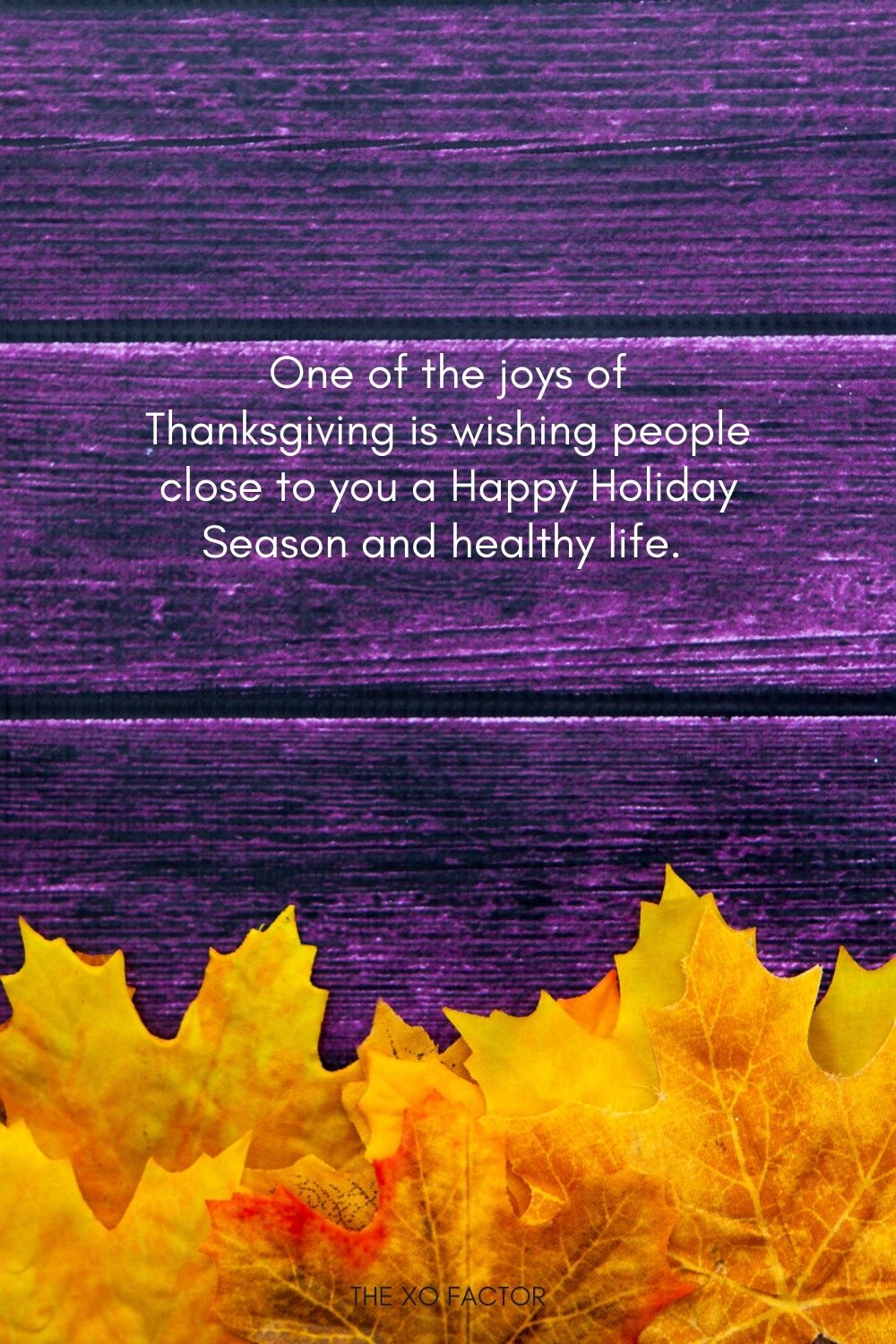 One of the joys of Thanksgiving is wishing people close to you a Happy Holiday Season and healthy life.