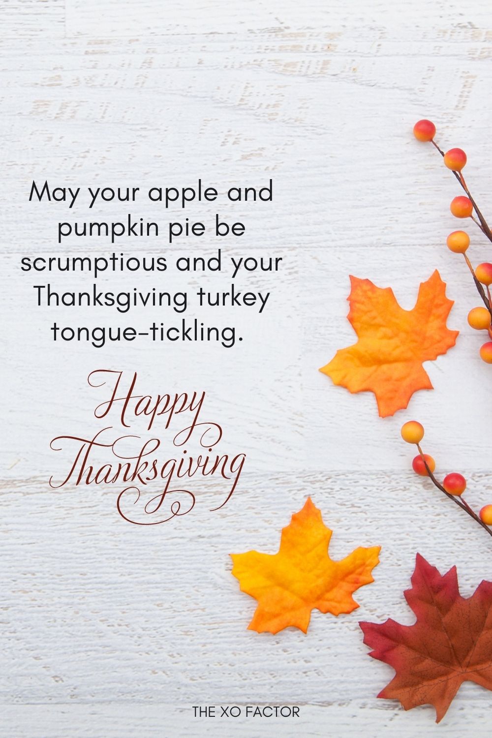 May your apple and pumpkin pie be scrumptious and your Thanksgiving turkey tongue-tickling. Happy Thanksgiving!