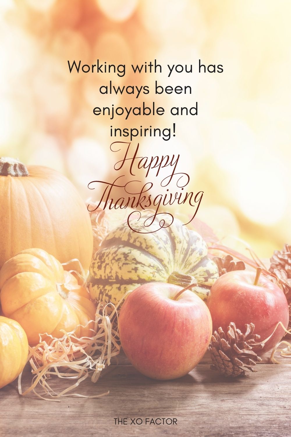 Working with you has always been enjoyable and inspiring! Happy Thanksgiving to you.