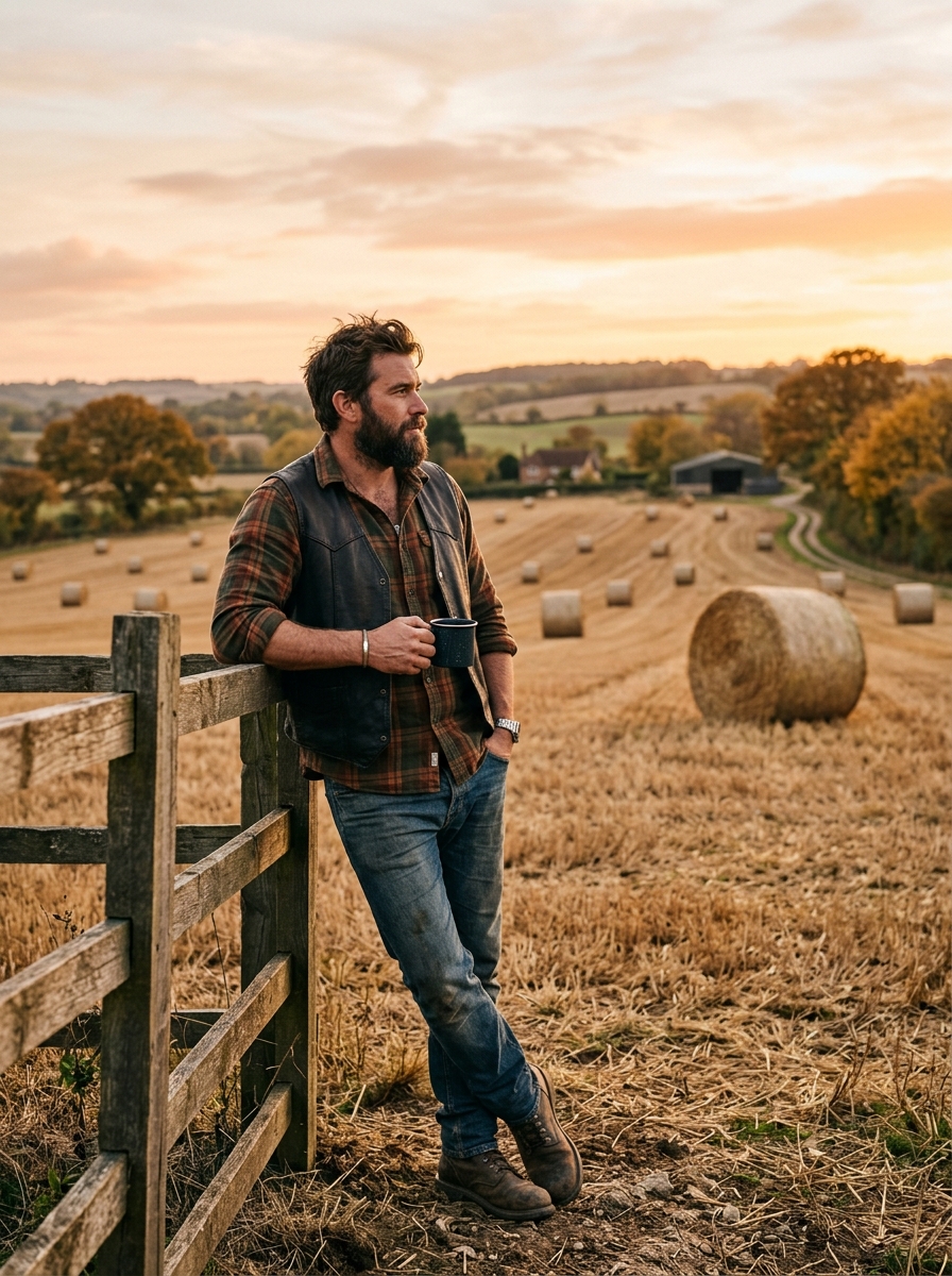 Leaning Against a Fence or Hay Bale