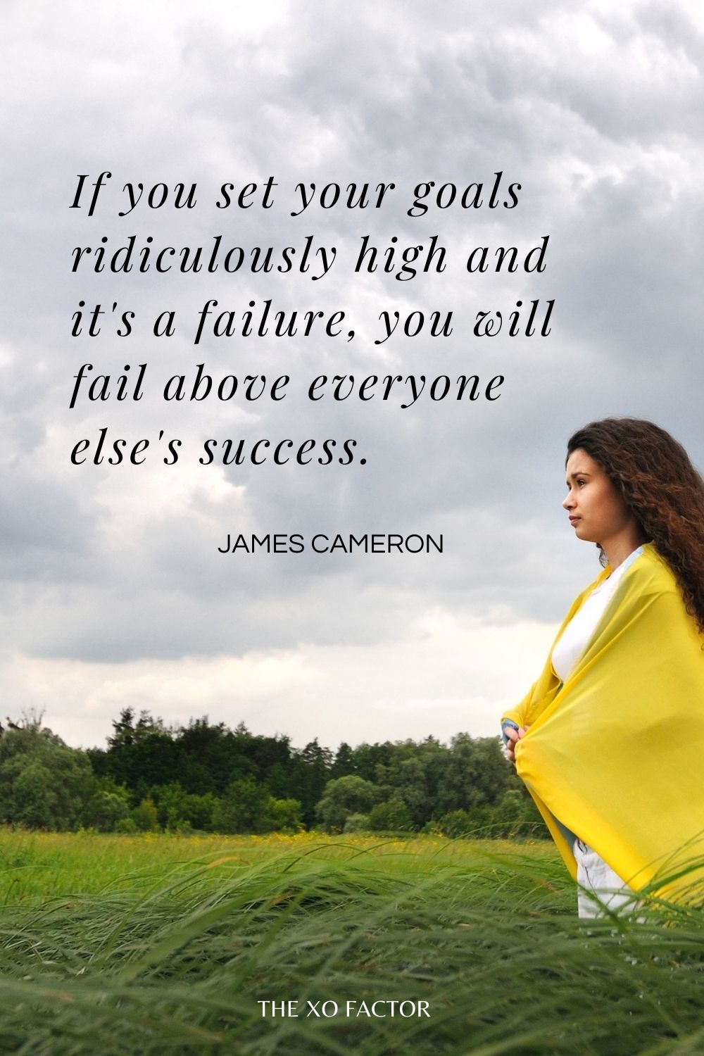 f you set your goals ridiculously high and it's a failure, you will fail above everyone else's success.  James Cameron