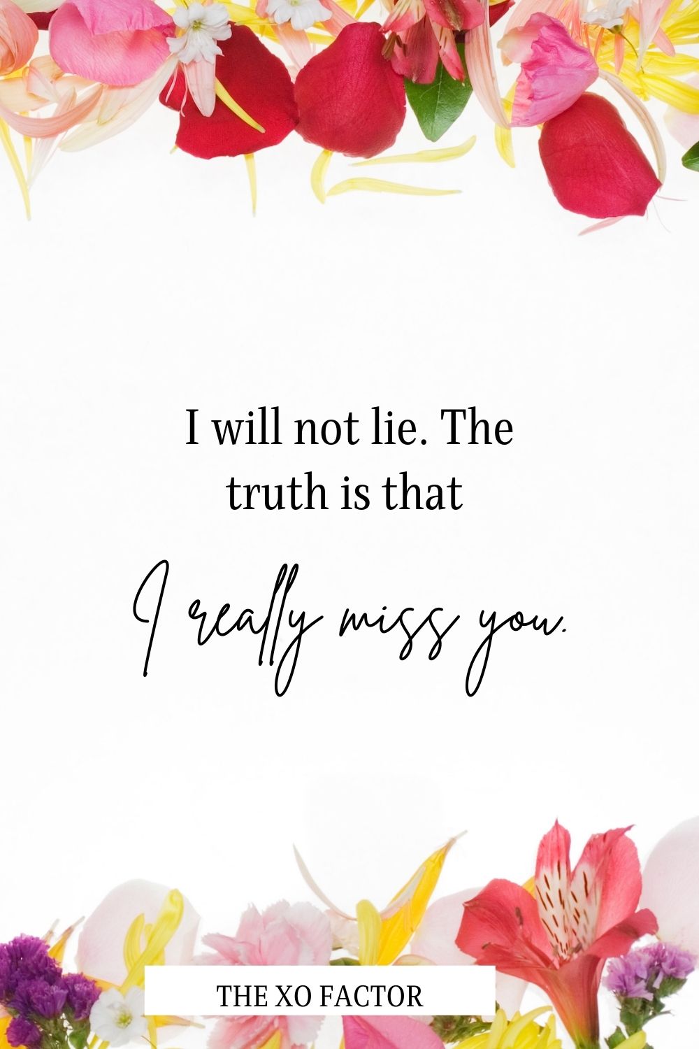 I will not lie. The truth is that I really miss you.