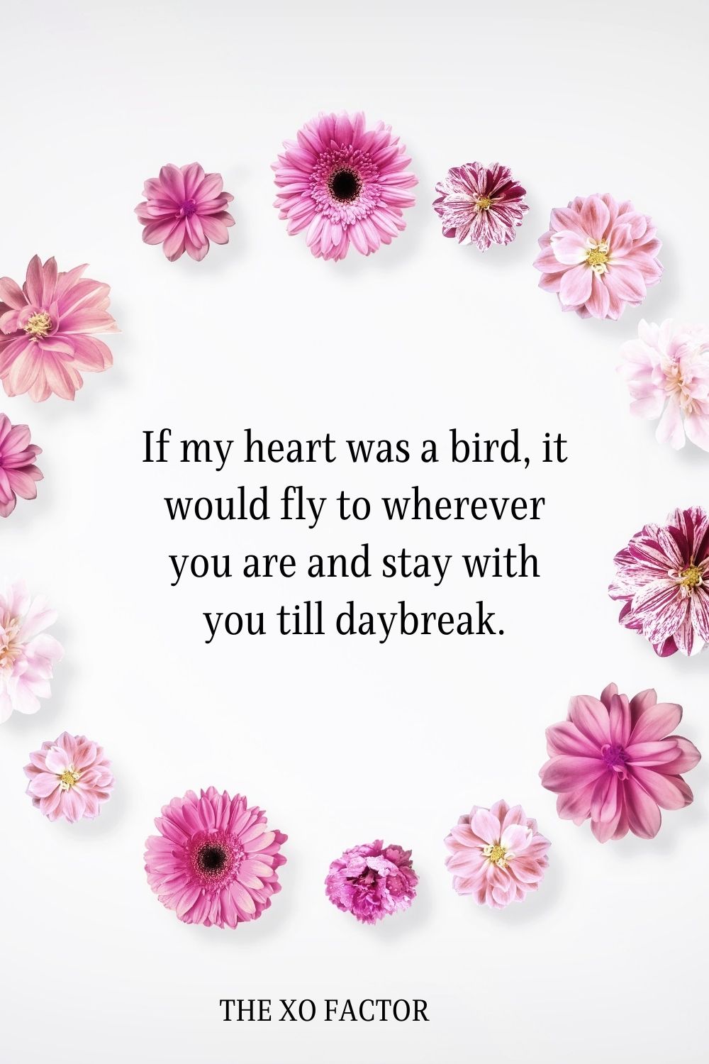 If my heart was a bird, it would fly to wherever you are and stay with you till daybreak.
