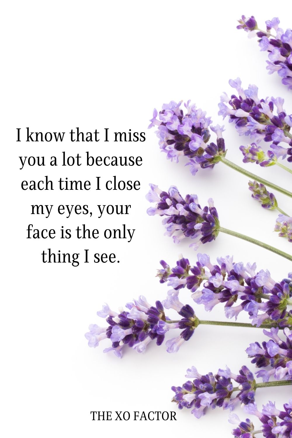 I know that I miss you a lot because each time I close my eyes, your face is the only thing I see.