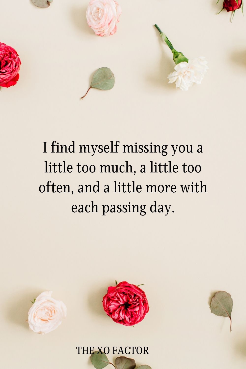 I find myself missing you a little too much, a little too often, and a little more with each passing day.