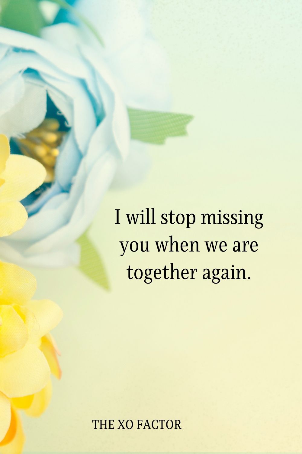I will stop missing you when we are together again.