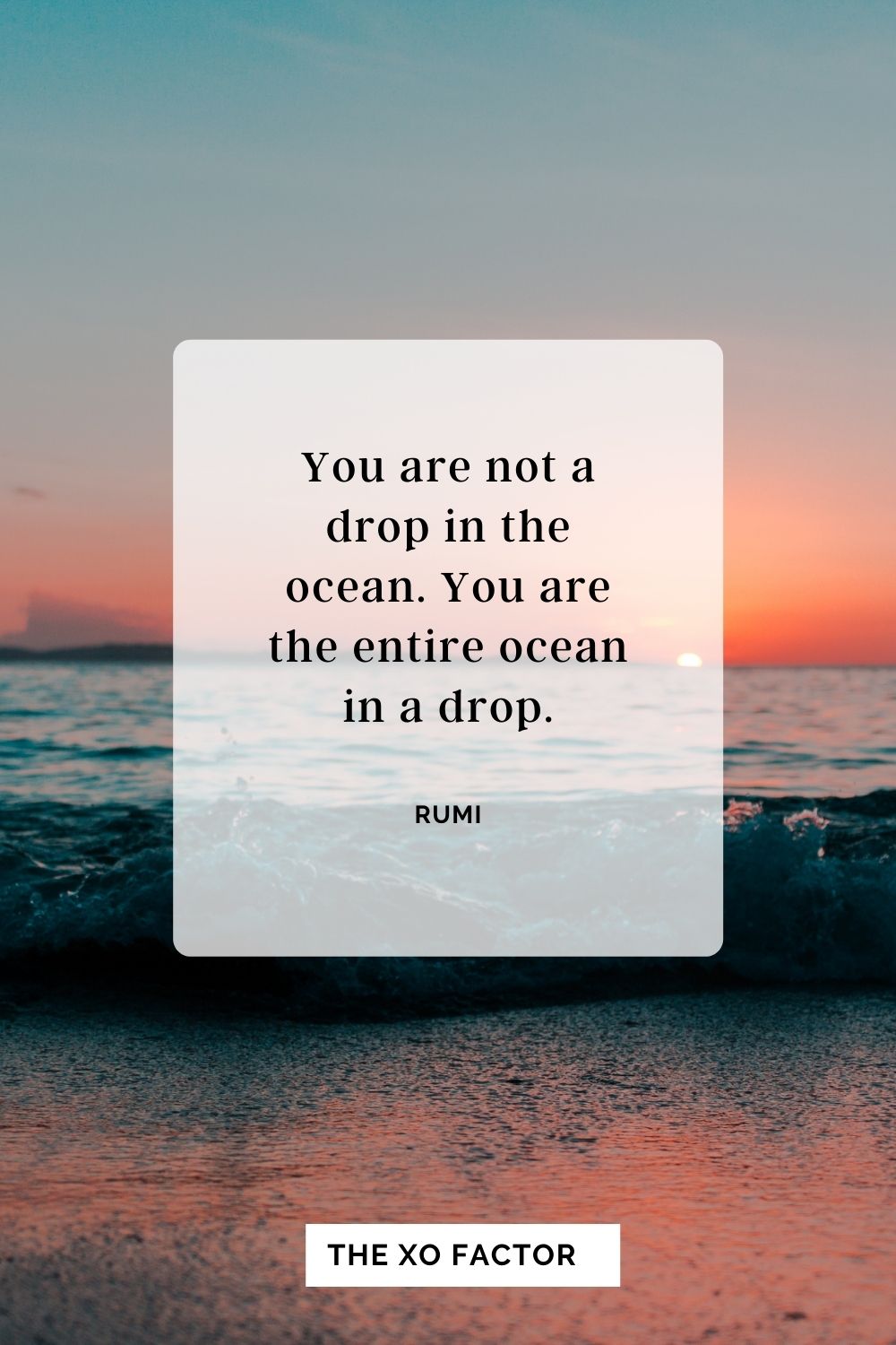 You are not a drop in the ocean. You are the entire ocean in a drop. Rumi