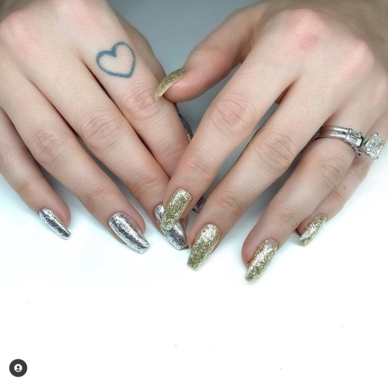 silver and gold nails