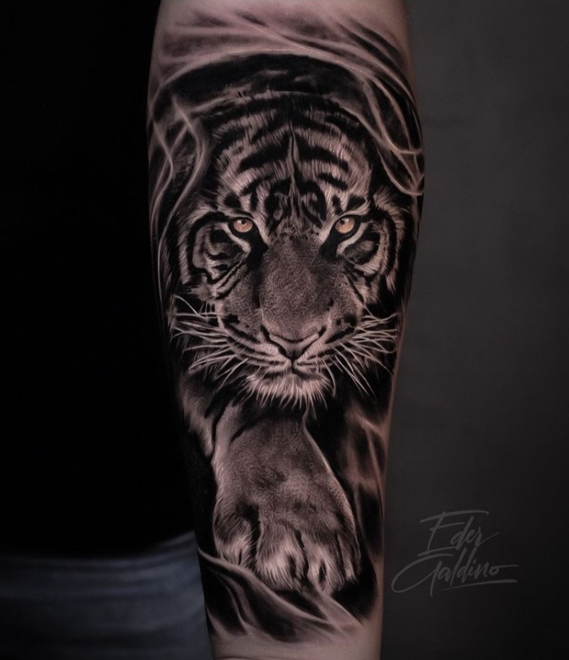 black and grey tiger tattoo designs