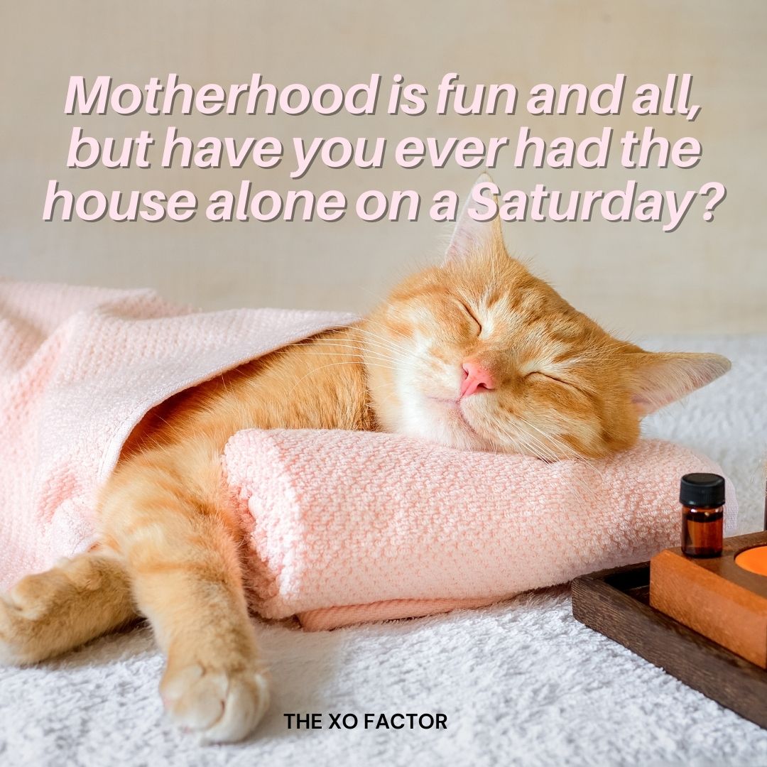 Motherhood is fun and all, but have you ever had the house alone on a Saturday?