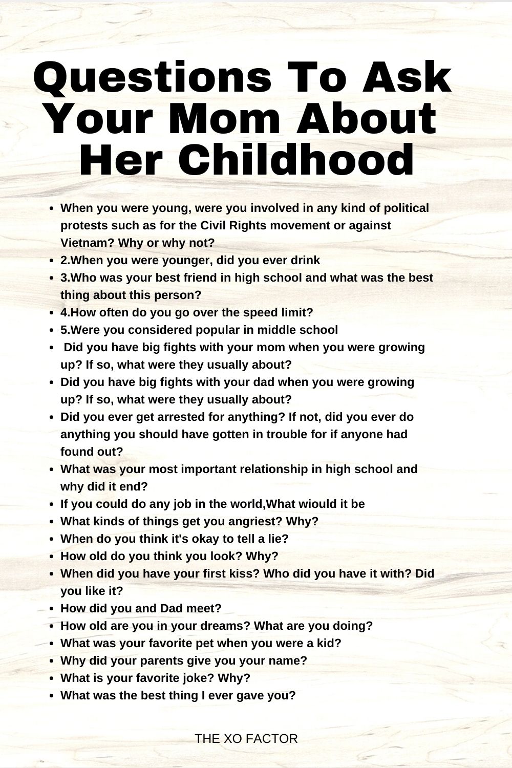 Questions To Ask Your Mom About Her Childhood