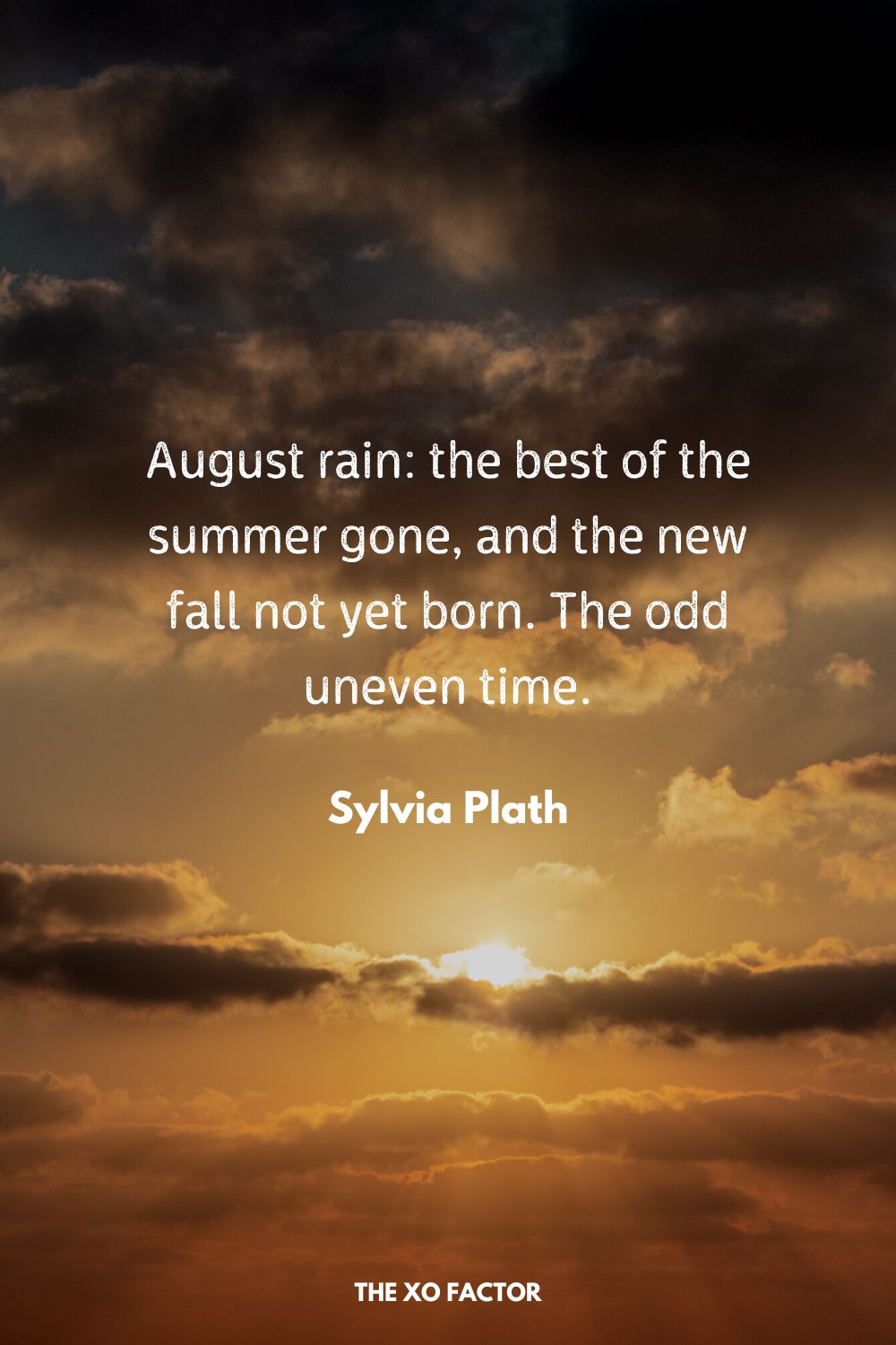 August rain: the best of the summer gone, and the new fall not yet born. The odd uneven time.