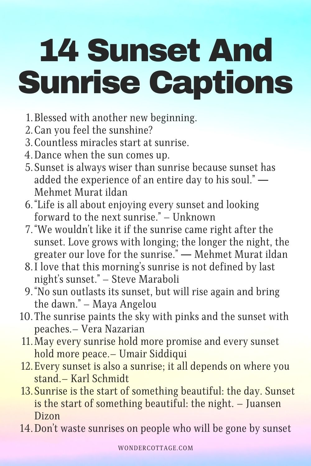 Sunset and sunrise captions