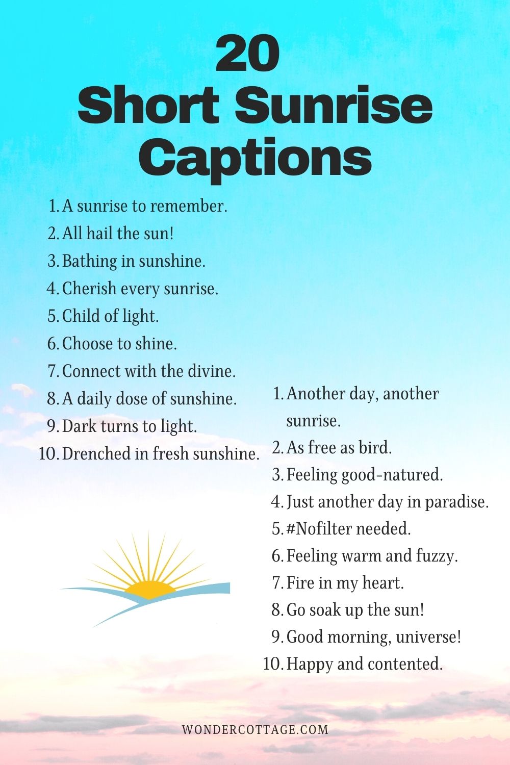 20 Short Sunrise Captions