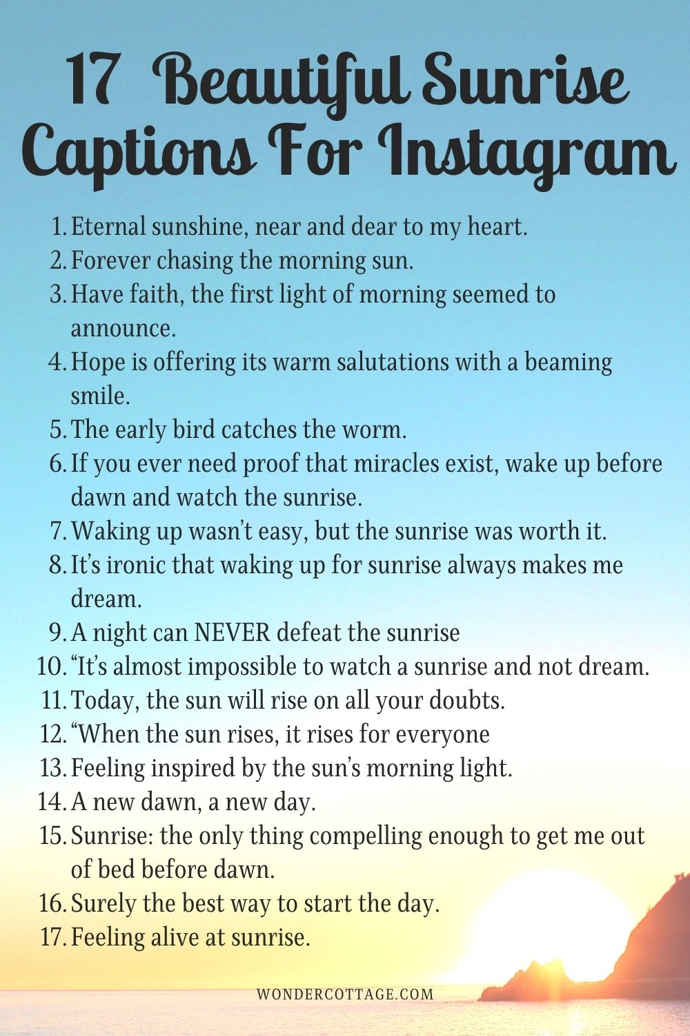 Beautiful Sunrise Captions For Instagram