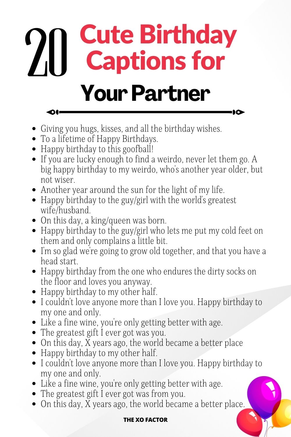 Cute Birthday Captions for Your Partner