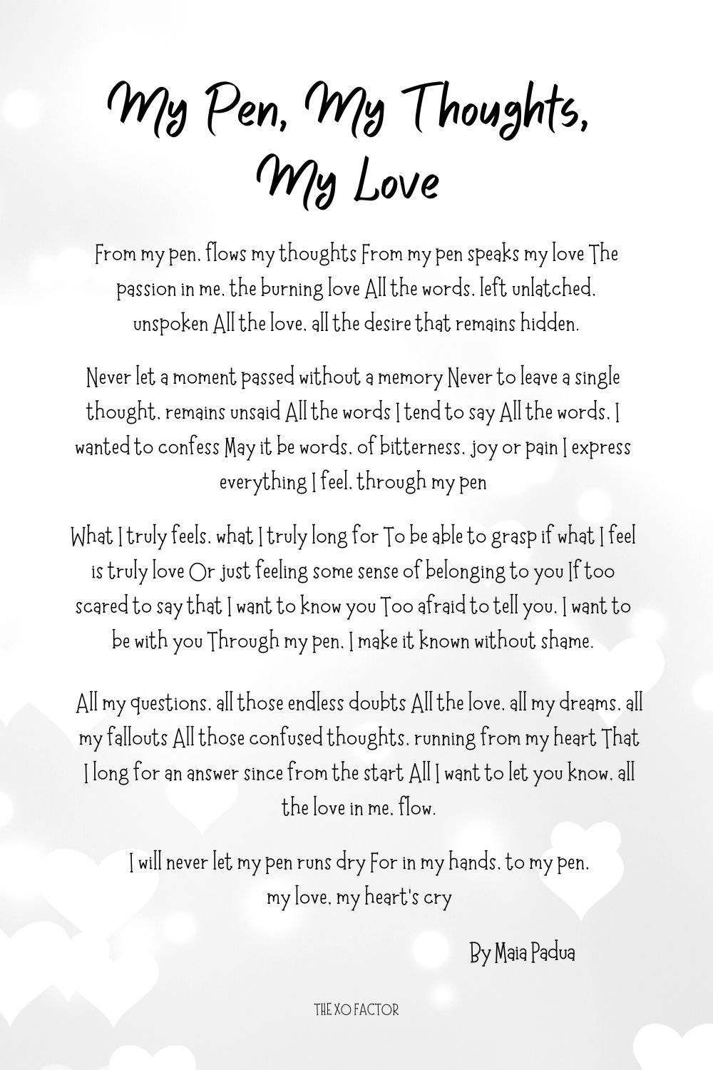 My Pen, My Thoughts, My Love By Maia Padua