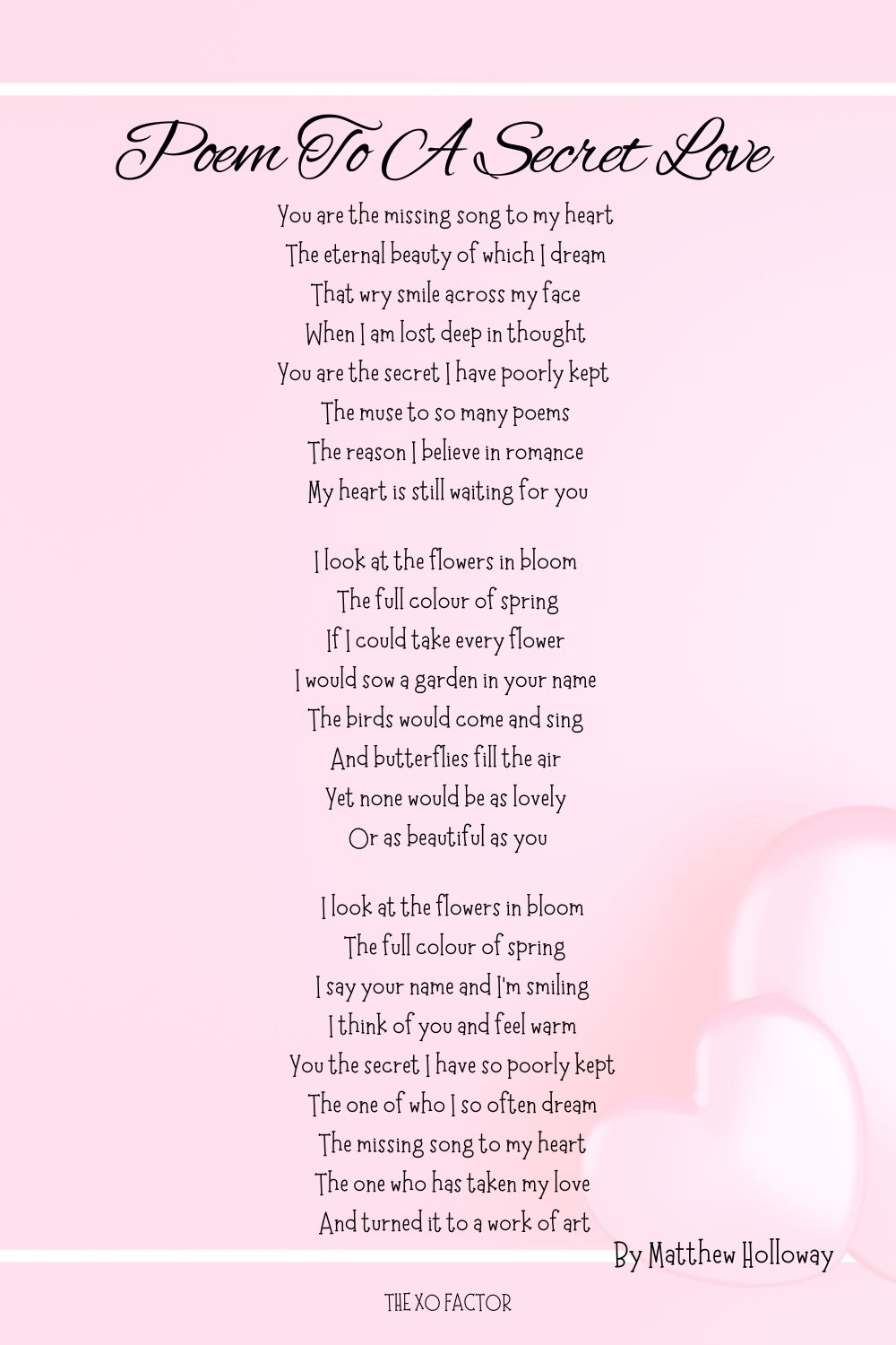Poem To A Secret Love By Matthew Holloway
