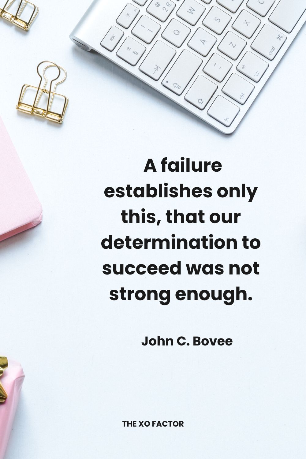 A failure establishes only this, that our determination to succeed was not strong enough. John C. Bovee