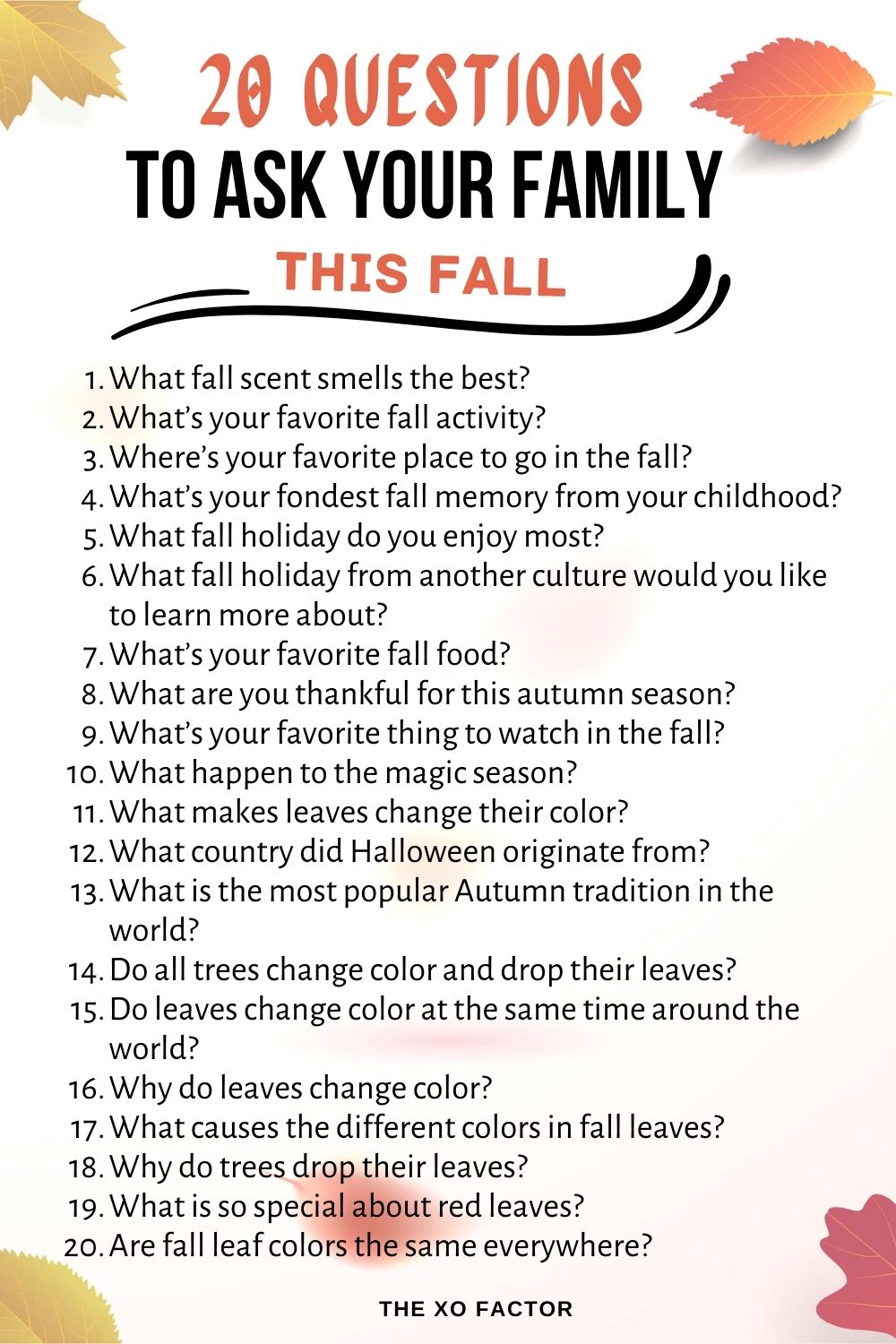 20 Questions To Ask Your family This Fall