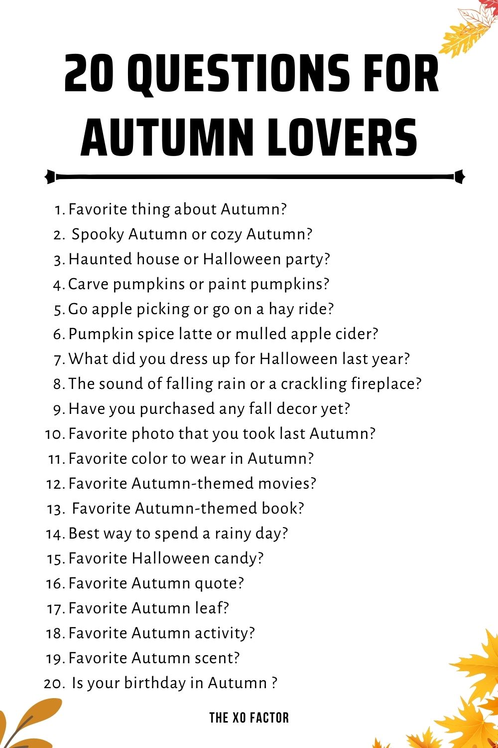  20 Questions For Autumn Lovers