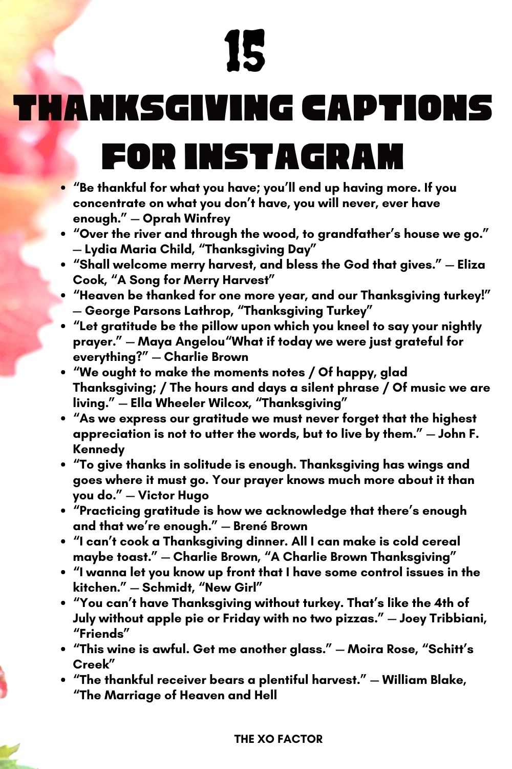 Thanksgiving captions for Instagram