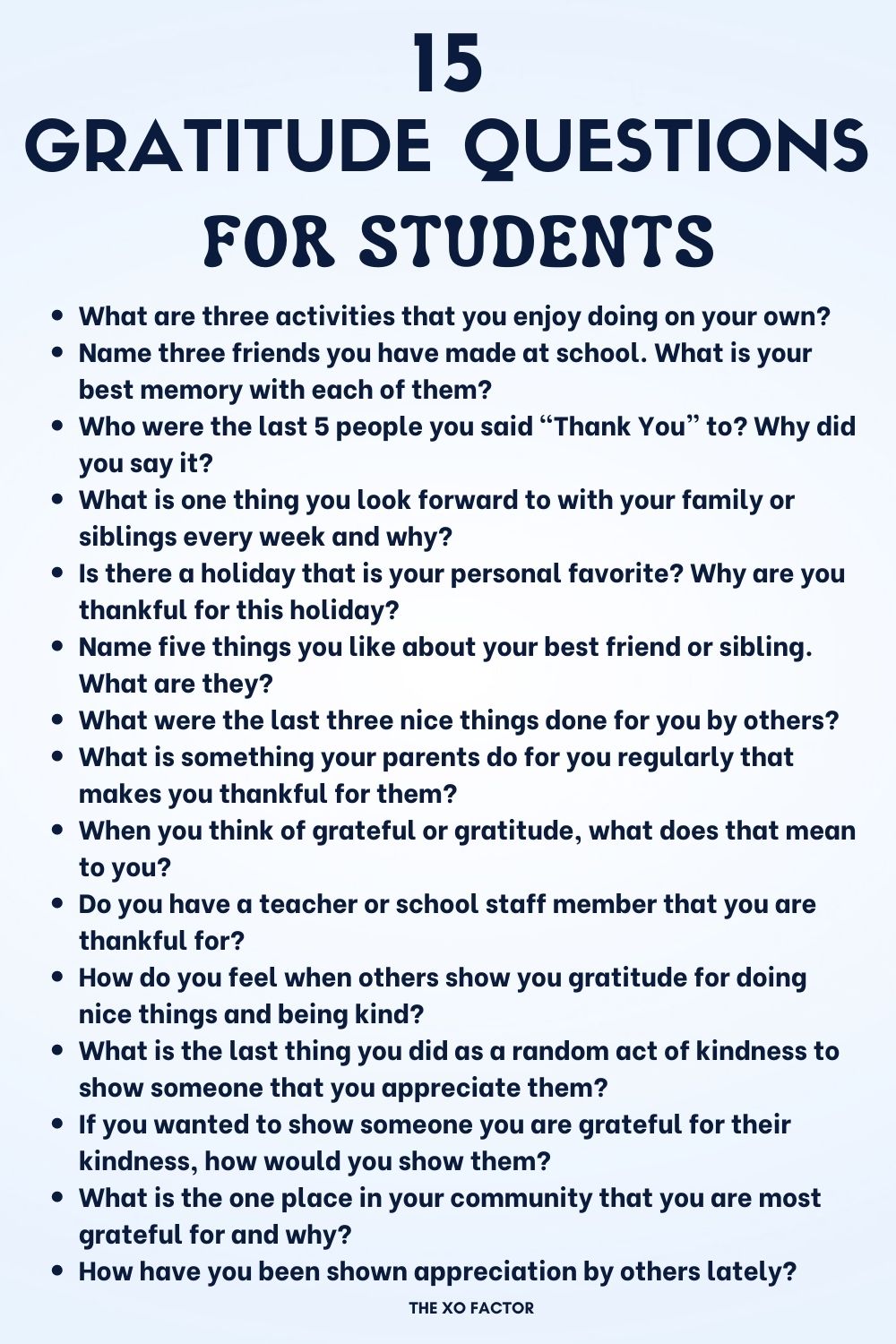 Gratitude questions for students