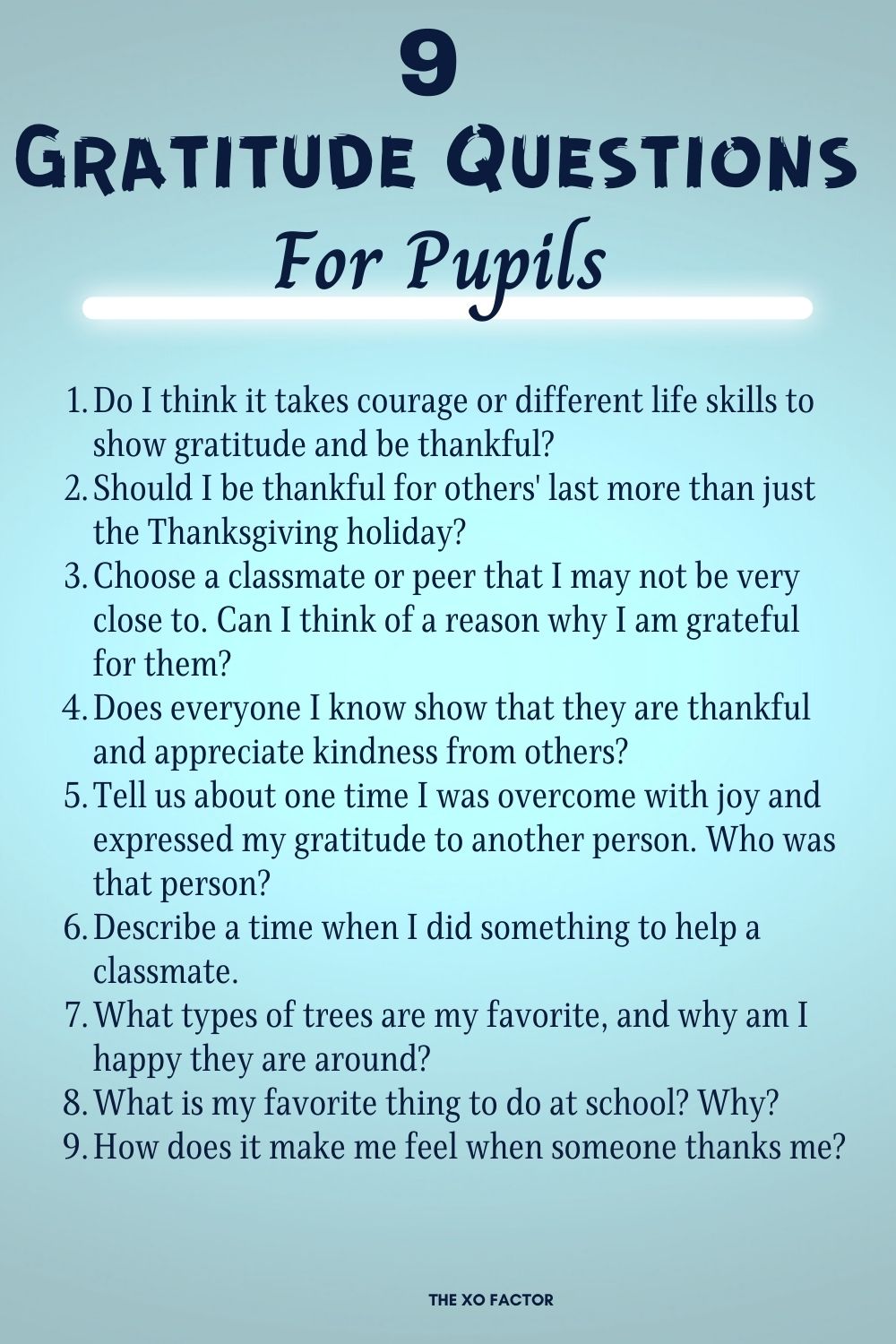 Gratitude question for pupil