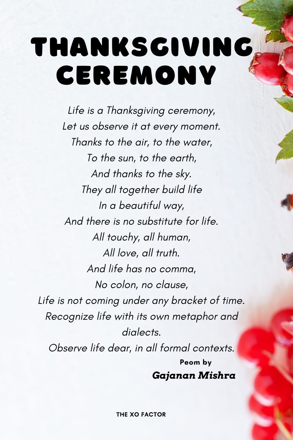 Thanksgiving Ceremony Poem