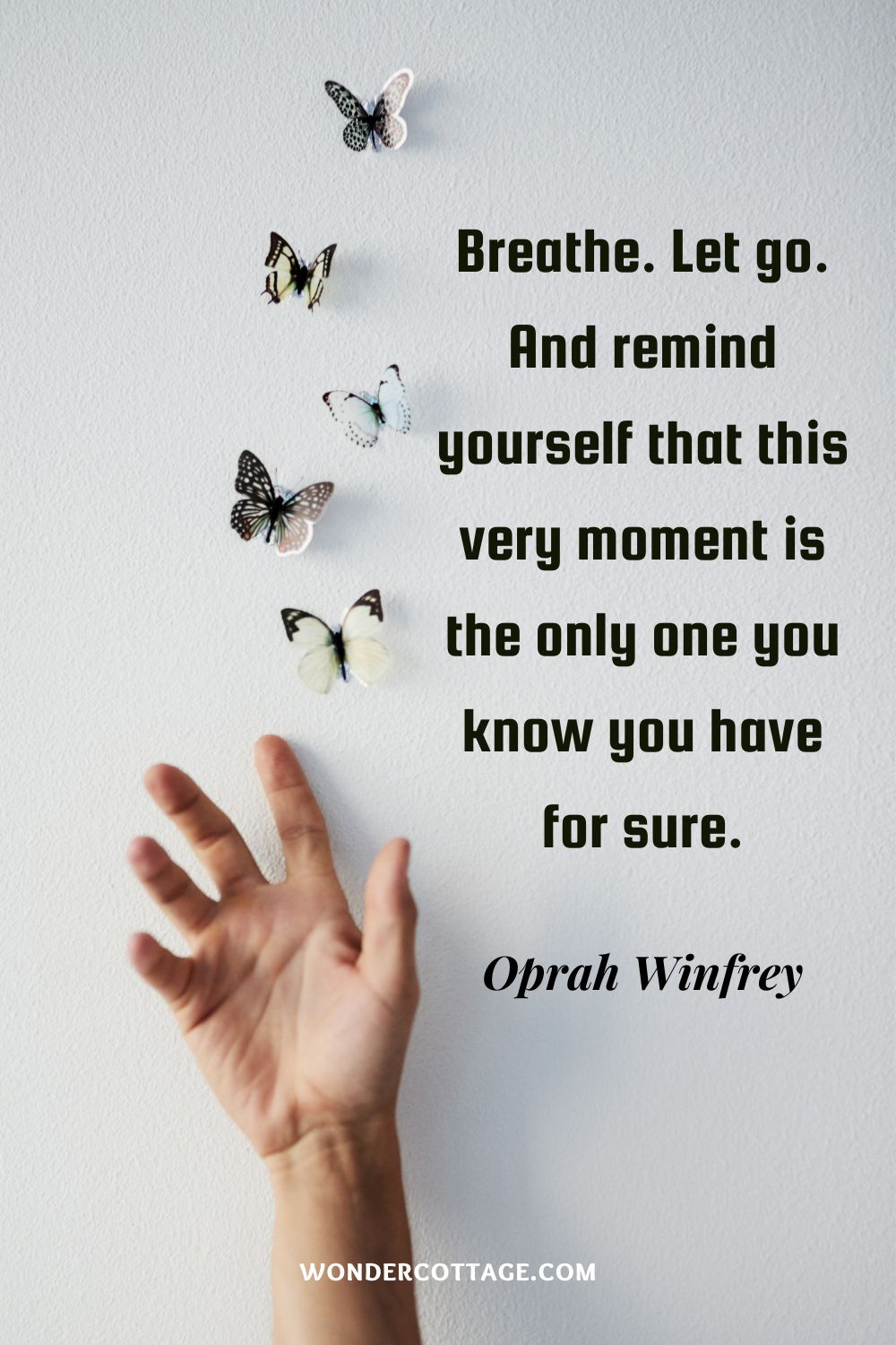 Breathe. Let go. And remind yourself that this very moment is the only one you know you have for sure. Oprah Winfrey