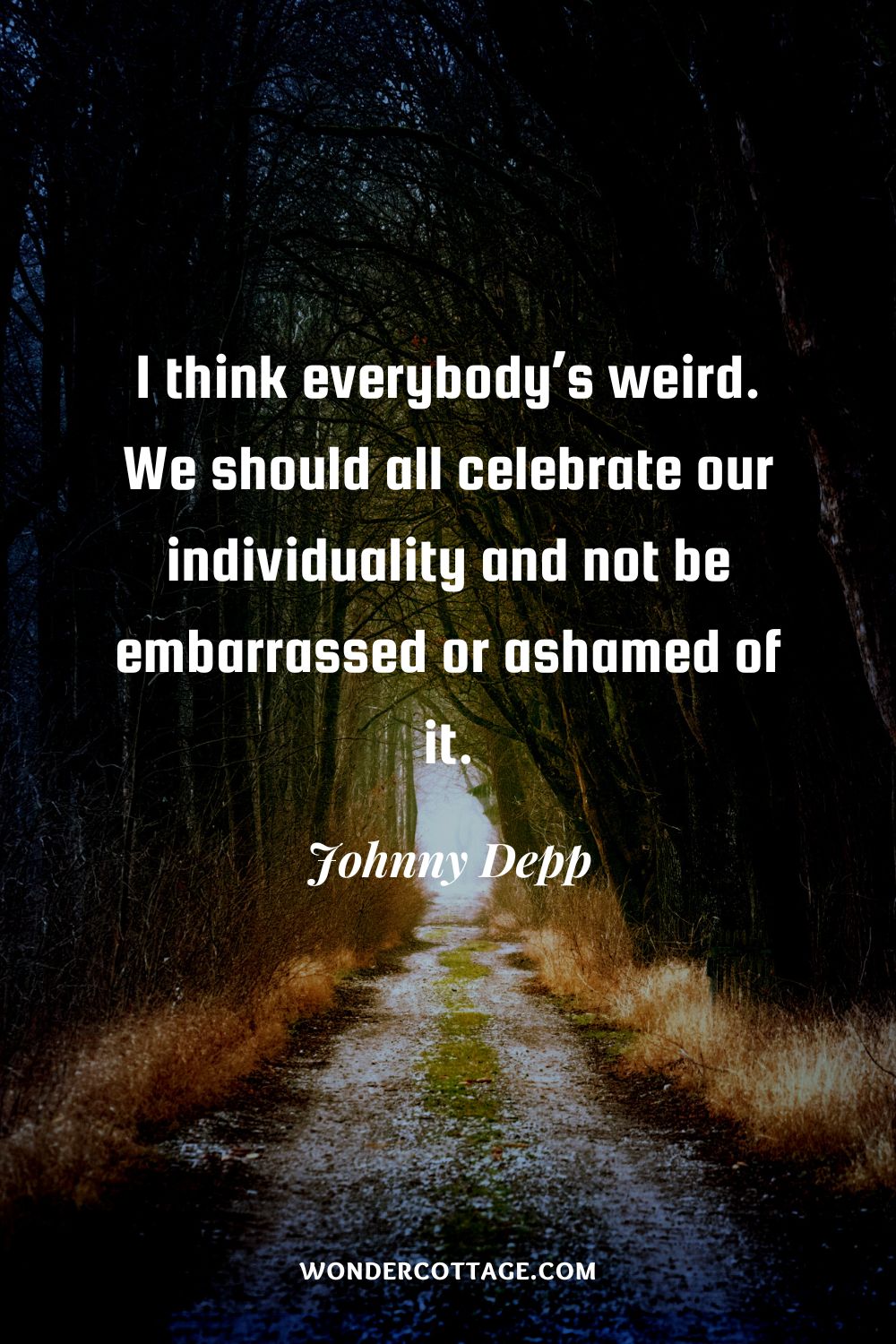 I think everybody’s weird. We should all celebrate our individuality and not be embarrassed or ashamed of it. Johnny Depp