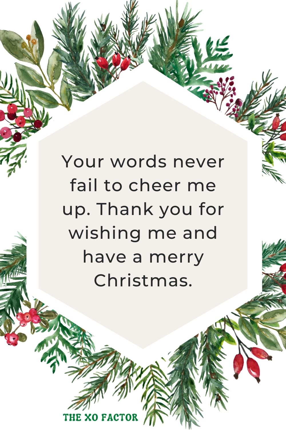 Your words never fail to cheer me up. Thank you for wishing me and have a merry Christmas.