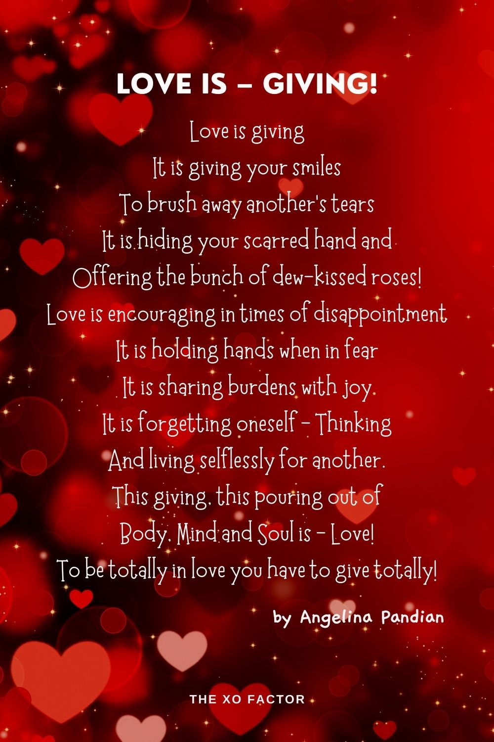Love Is – Giving! Poem by Angelina Pandian