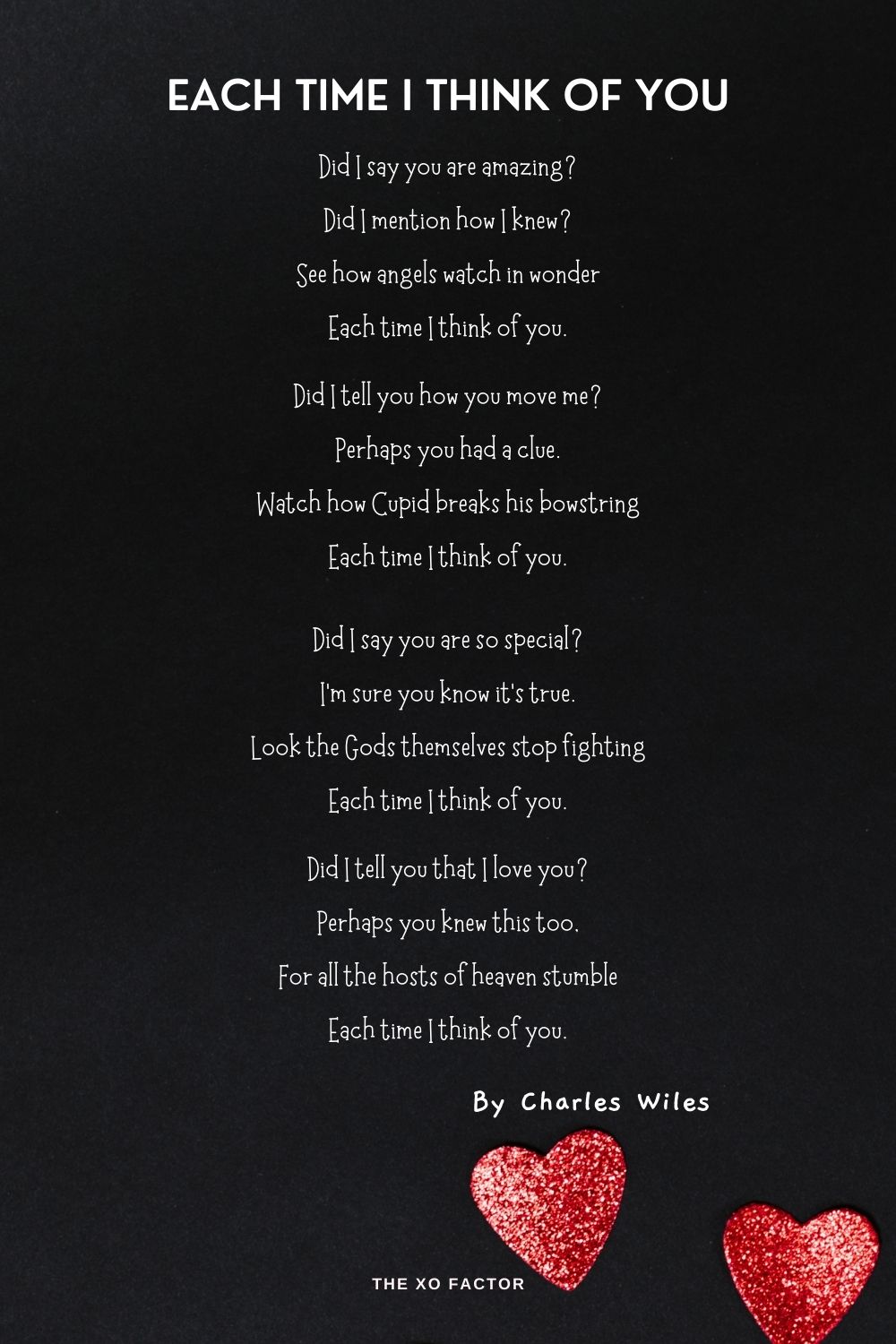 Each Time I Think Of You Poem by Charles Wiles