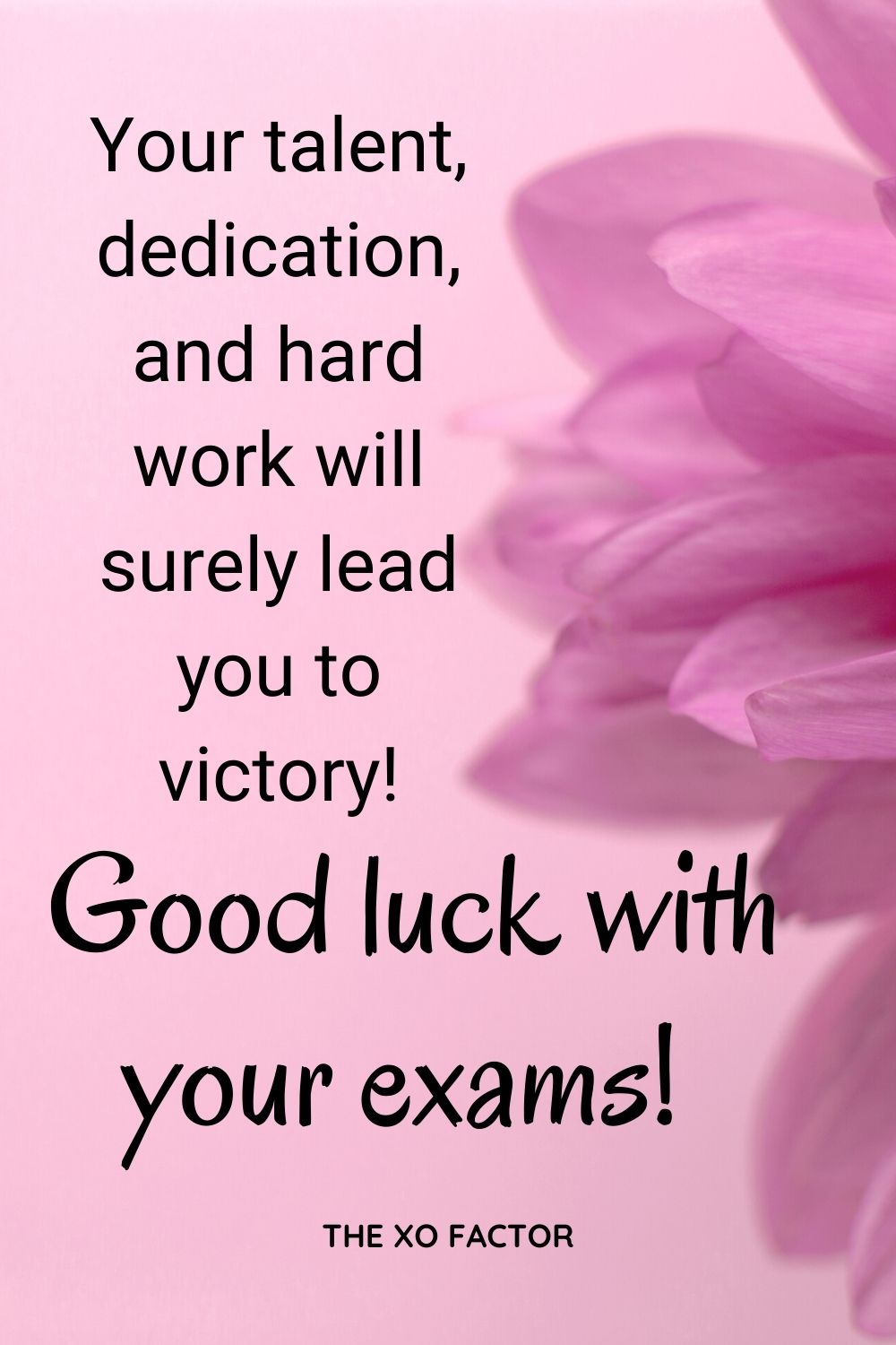 Your talent, dedication, and hard work will surely lead you to victory! Good luck with your exams!