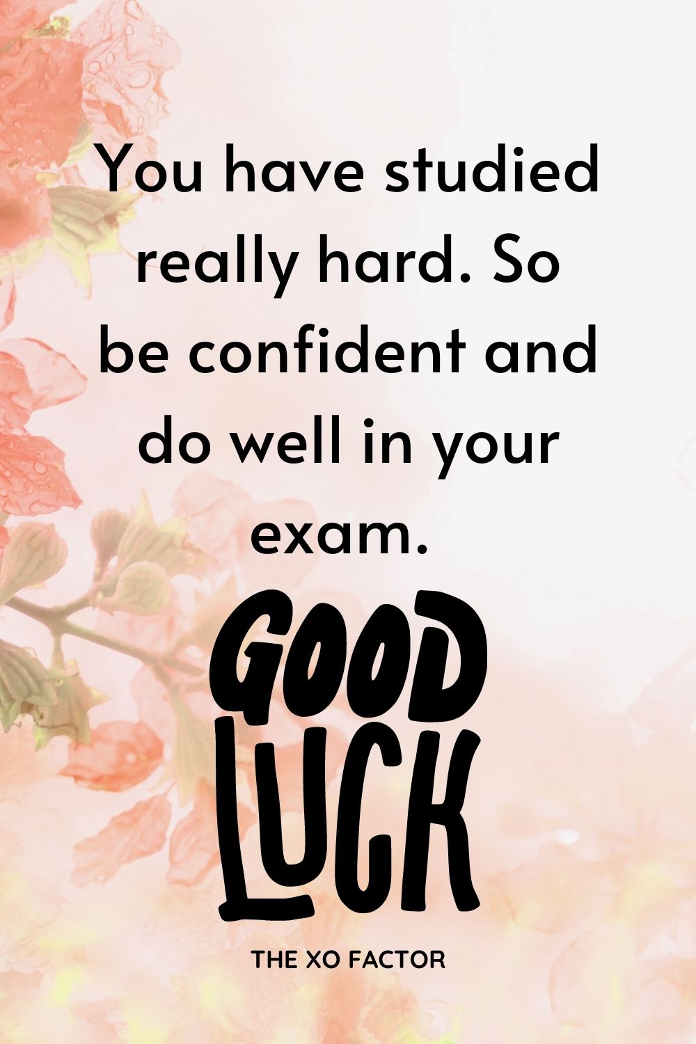 You have studied really hard. So be confident and do well in your exam. Good luck!