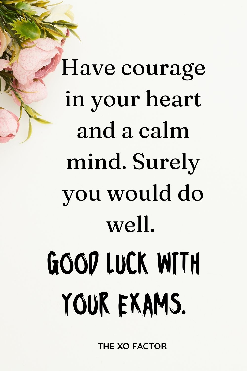 Have courage in your heart and a calm mind. Surely you would do well. Good luck with your exams.