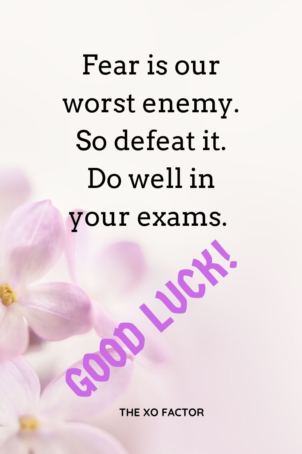 Fear is our worst enemy. So defeat it. Do well in your exams. Good luck!