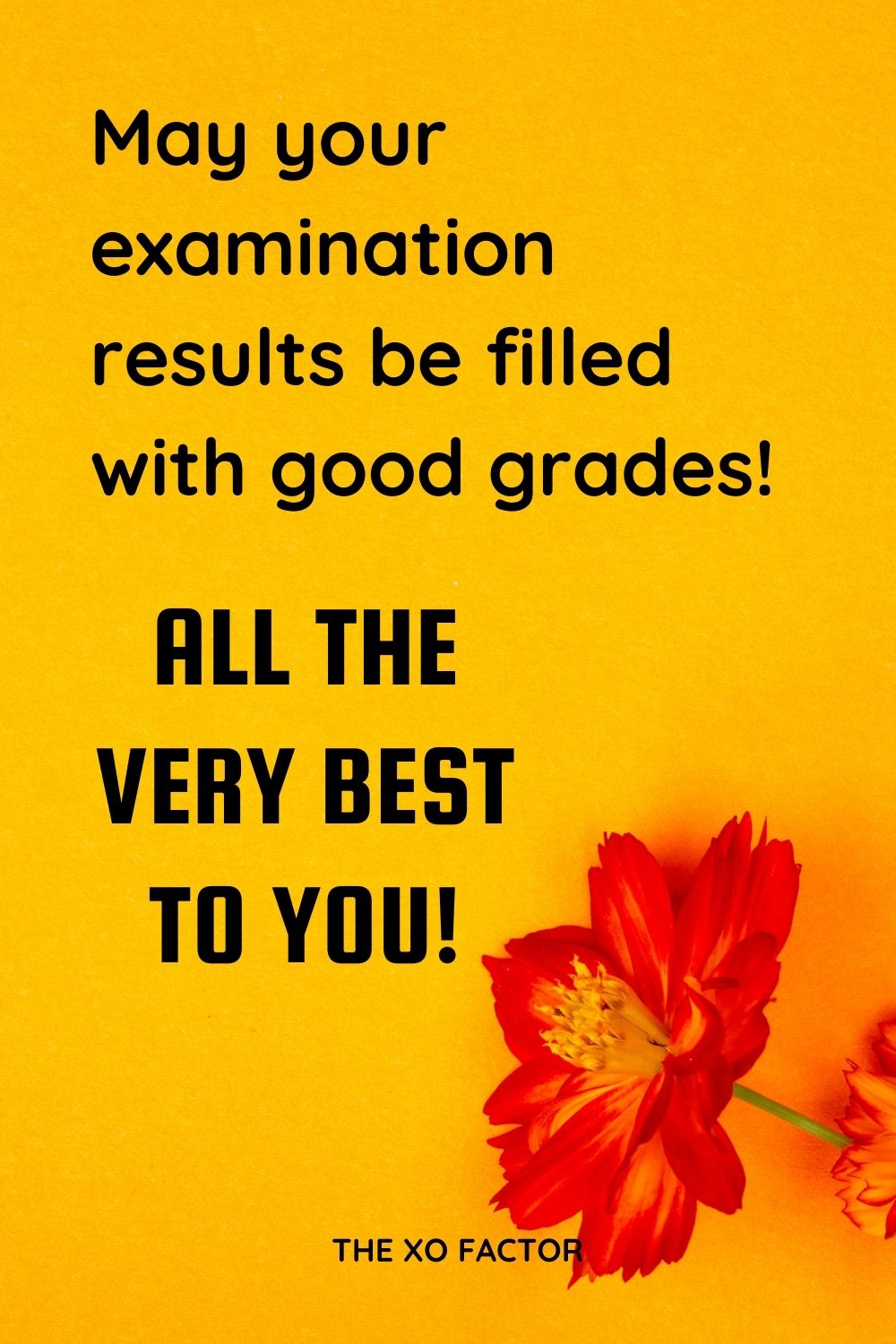 May your examination results be filled with good grades. All the very best to you!