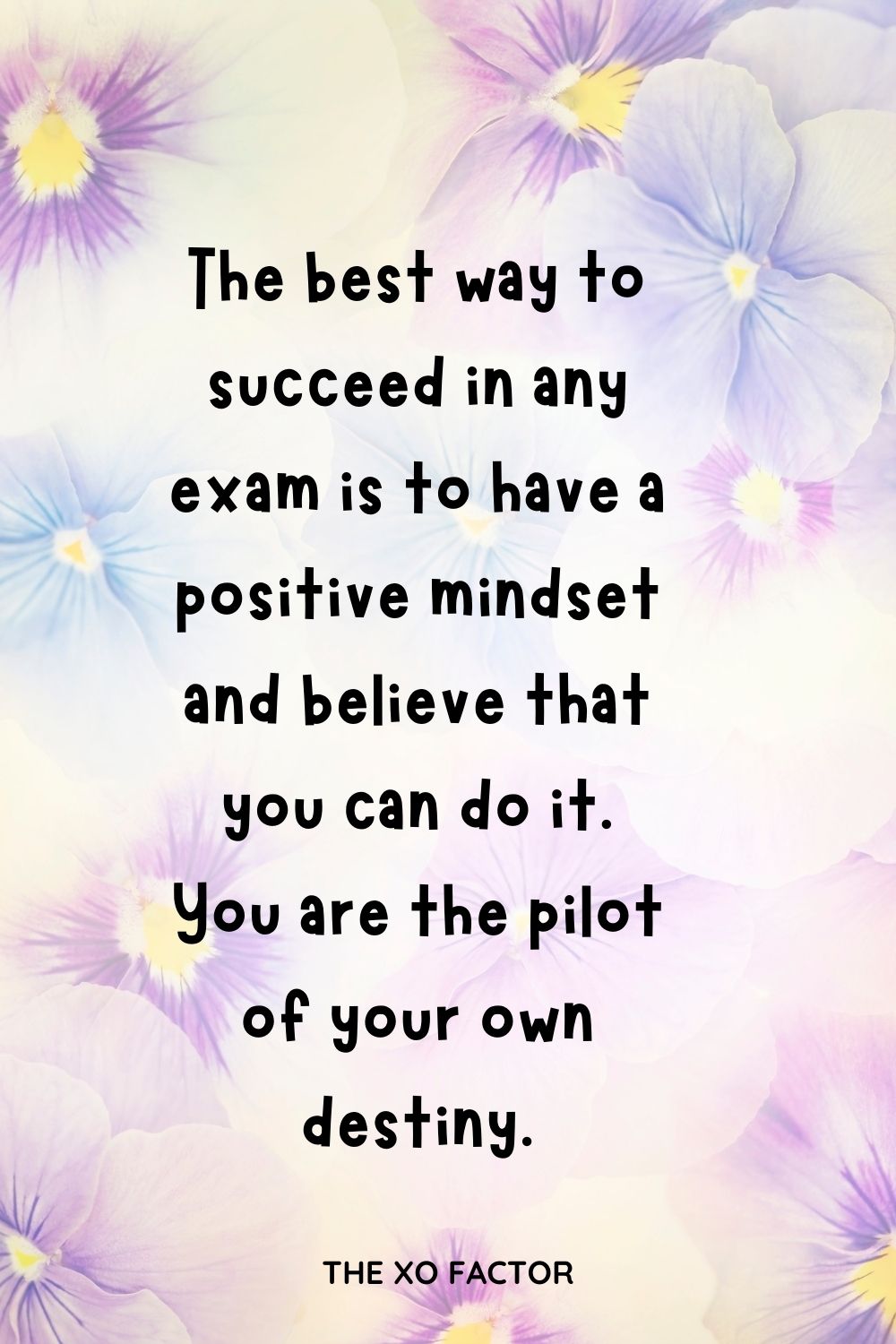 The best way to succeed in any exam is to have a positive mindset and believe that you can do it. You are the pilot of your own destiny.