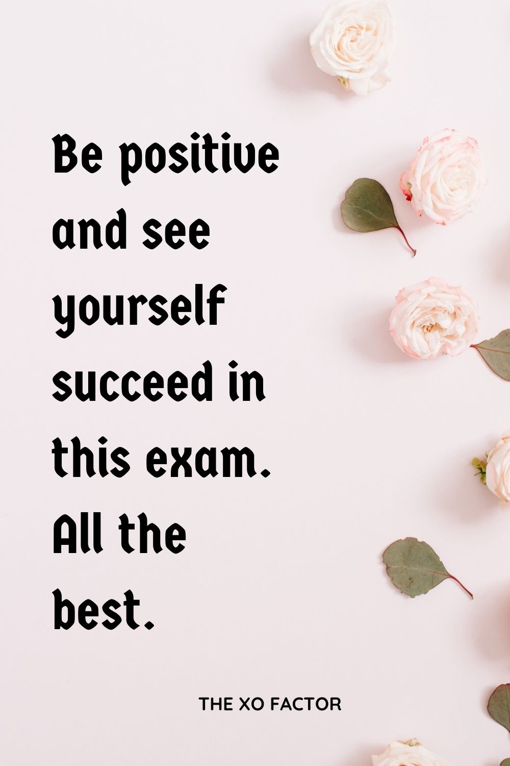 Be positive and see yourself succeed in this exam. All the best.